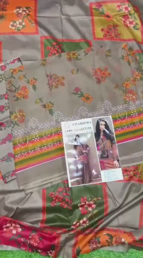 Trendy All-Over Digital Print Swiss Lawn 3 Piece Unstitched Dress with Soft Chiffon Dupatta – Lawn Collection 2026  Orbito mart | quality mai sb se agay