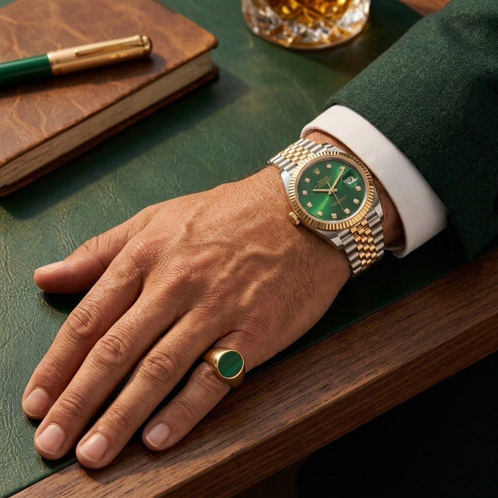 Rolex Oyster Perpetual Datejust - Luxury Watch Designed For Time Display And Daily Timekeeping Routine - Green Dial