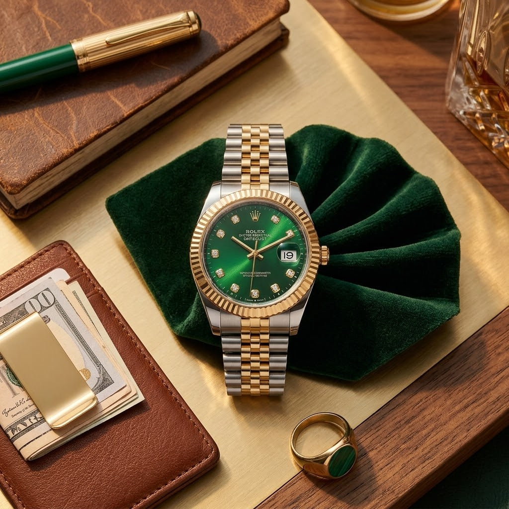 Rolex Oyster Perpetual Datejust - Luxury Watch Designed For Time Display And Daily Timekeeping Routine - Green Dial