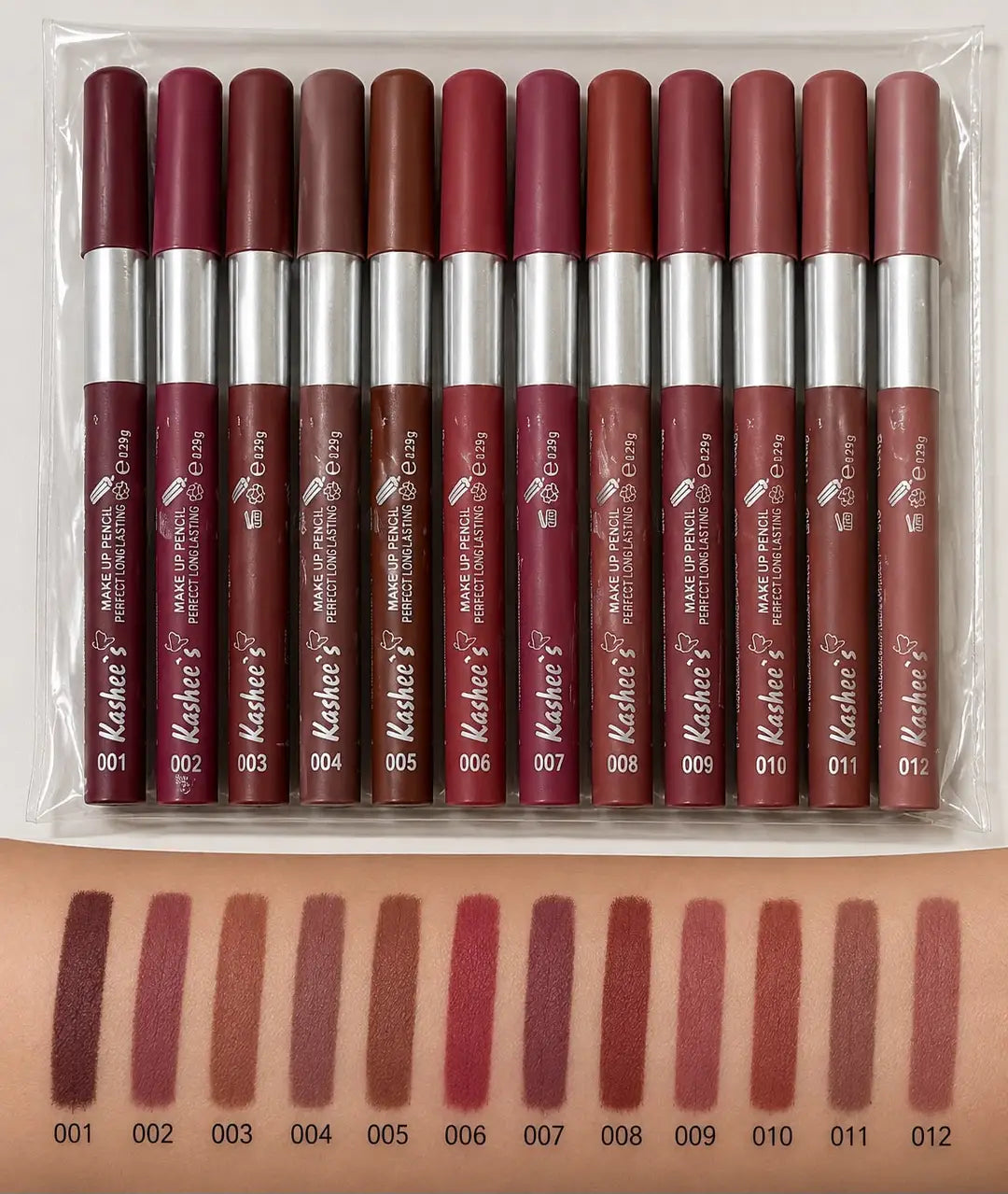Kashee's All In 1 Foundation, Fixer, Face Powder, Loose Powder, 12 Pcs Lip Pencil Set, Hair Mask, Face Mask And Paint Stick Deal, Pack Of 8